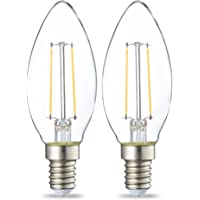 Amazon Basics Bombilla LED E14 con Filamento- 2W (equivalente a 25W)- Blanco Cálido- 2 unidades